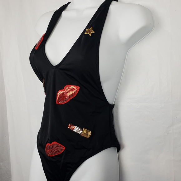 Women's Missguided Low Front Swimsuit black size 4 - Picture 3 of 8